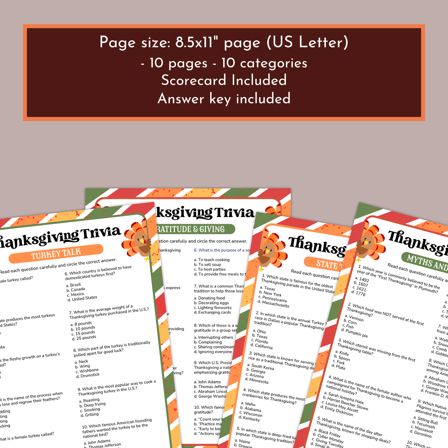Thanksgiving Trivia Game