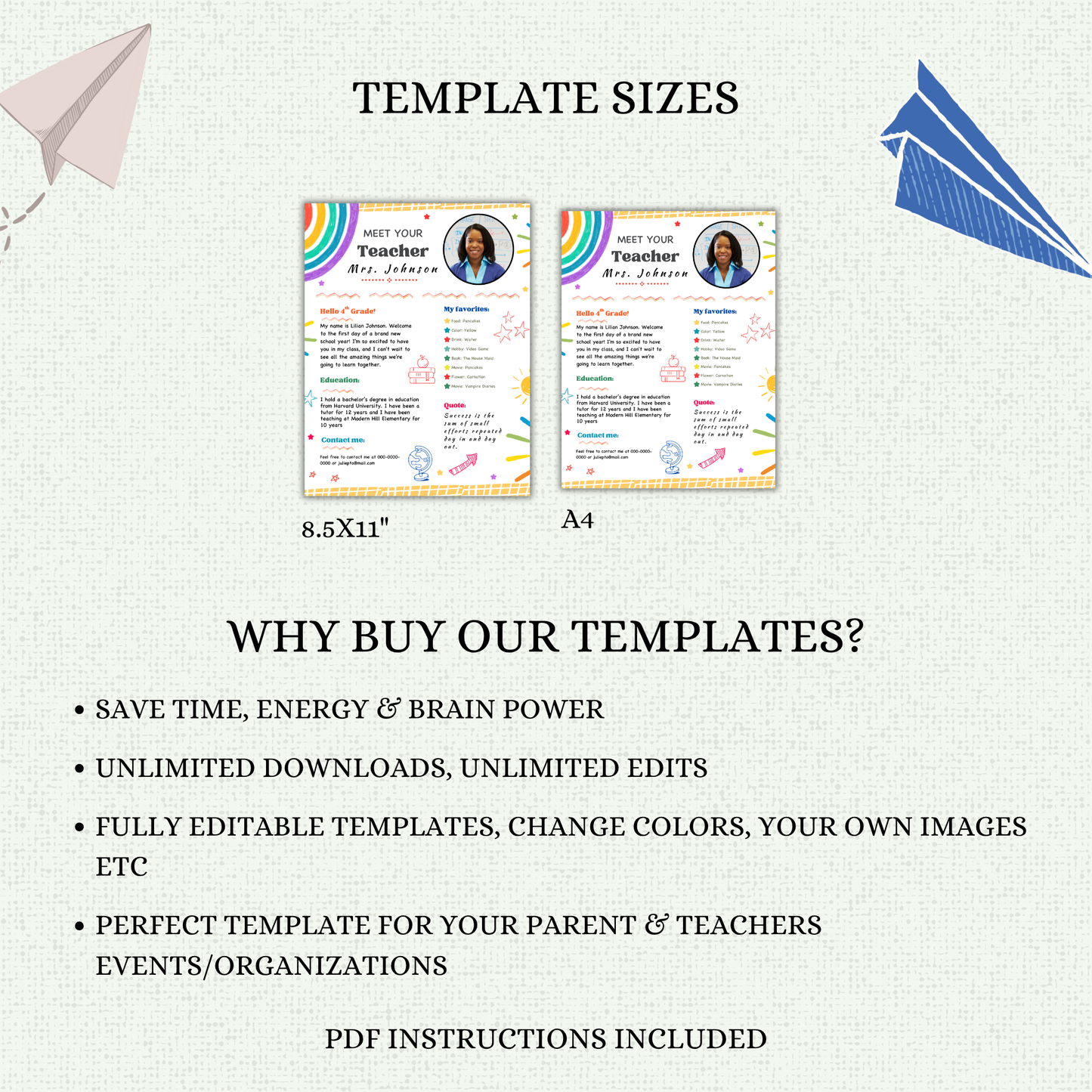 Meet your Teacher Template - Rainbow