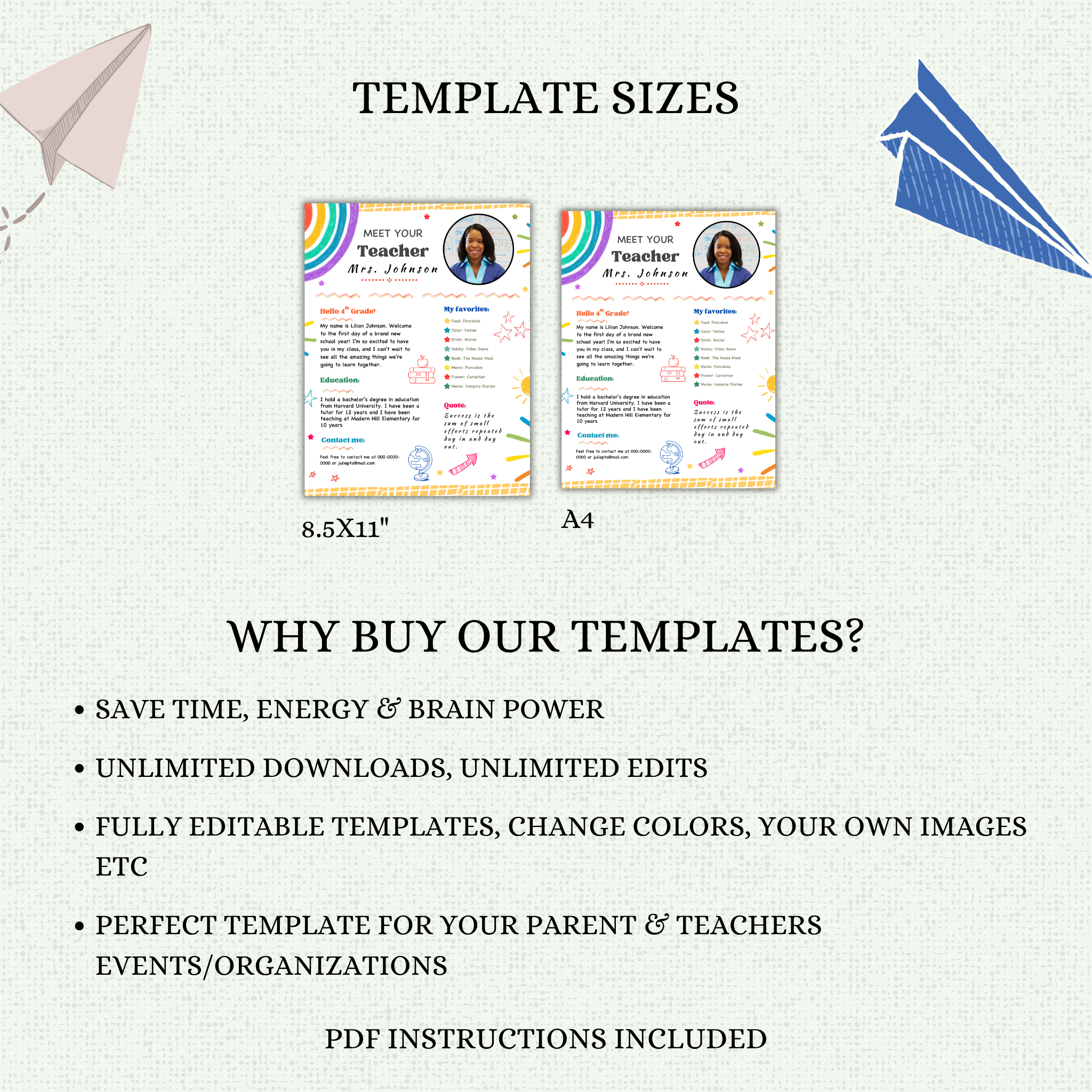 Meet your Teacher Template - Rainbow