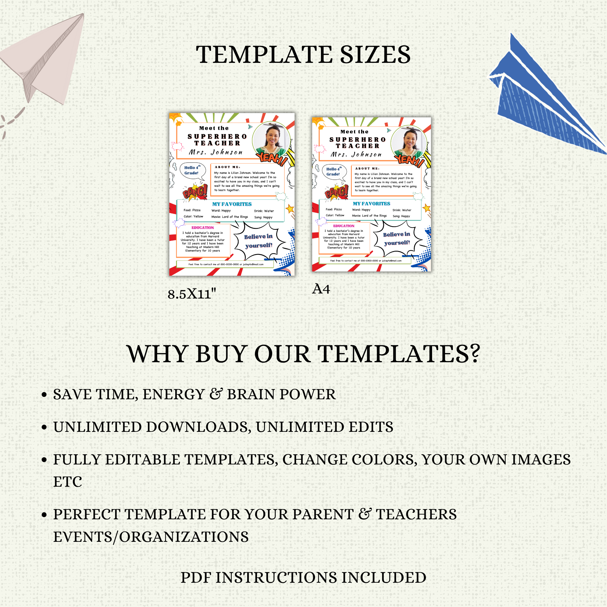 Meet your Teacher Template - Superhero