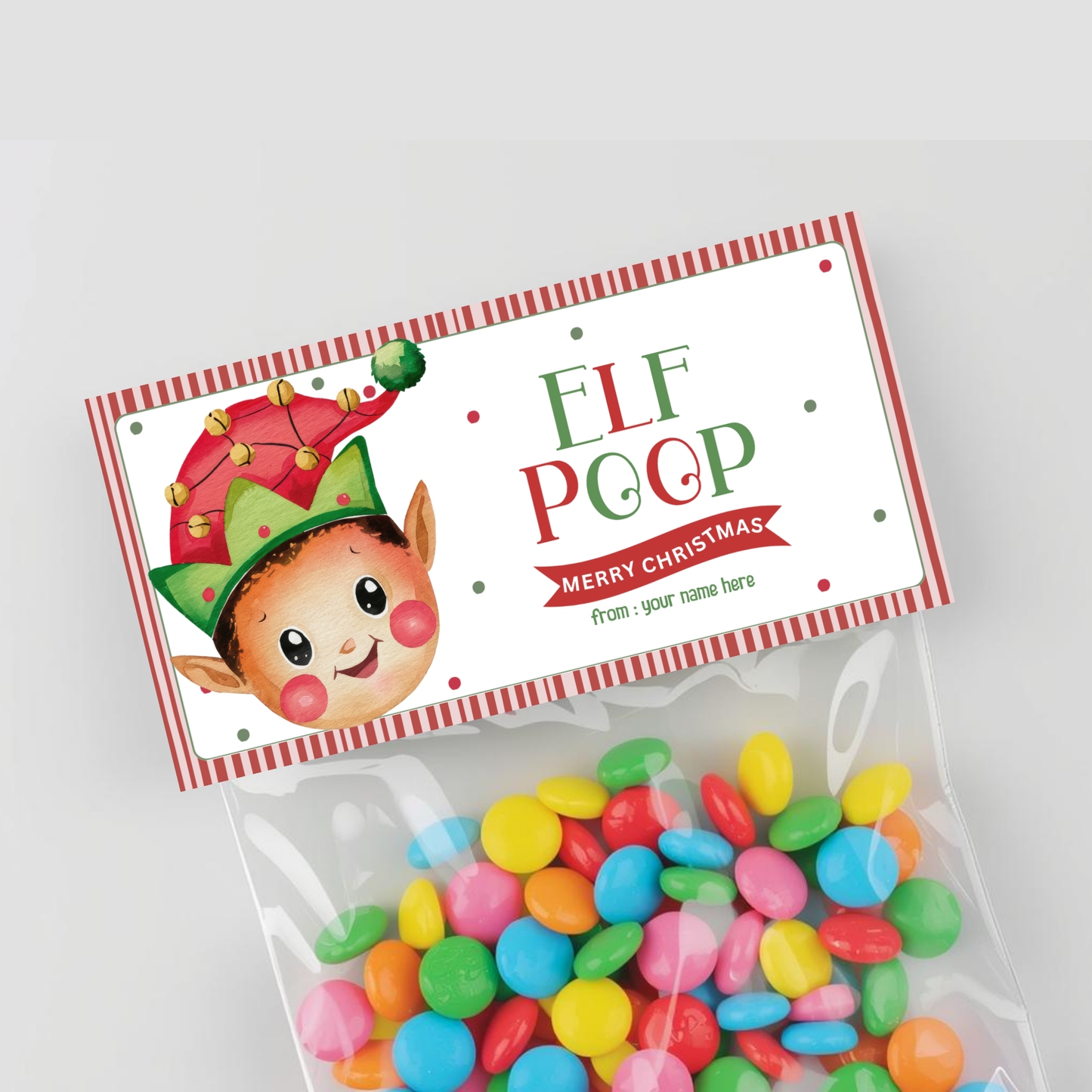 Elf Poop Treat Bag Topper