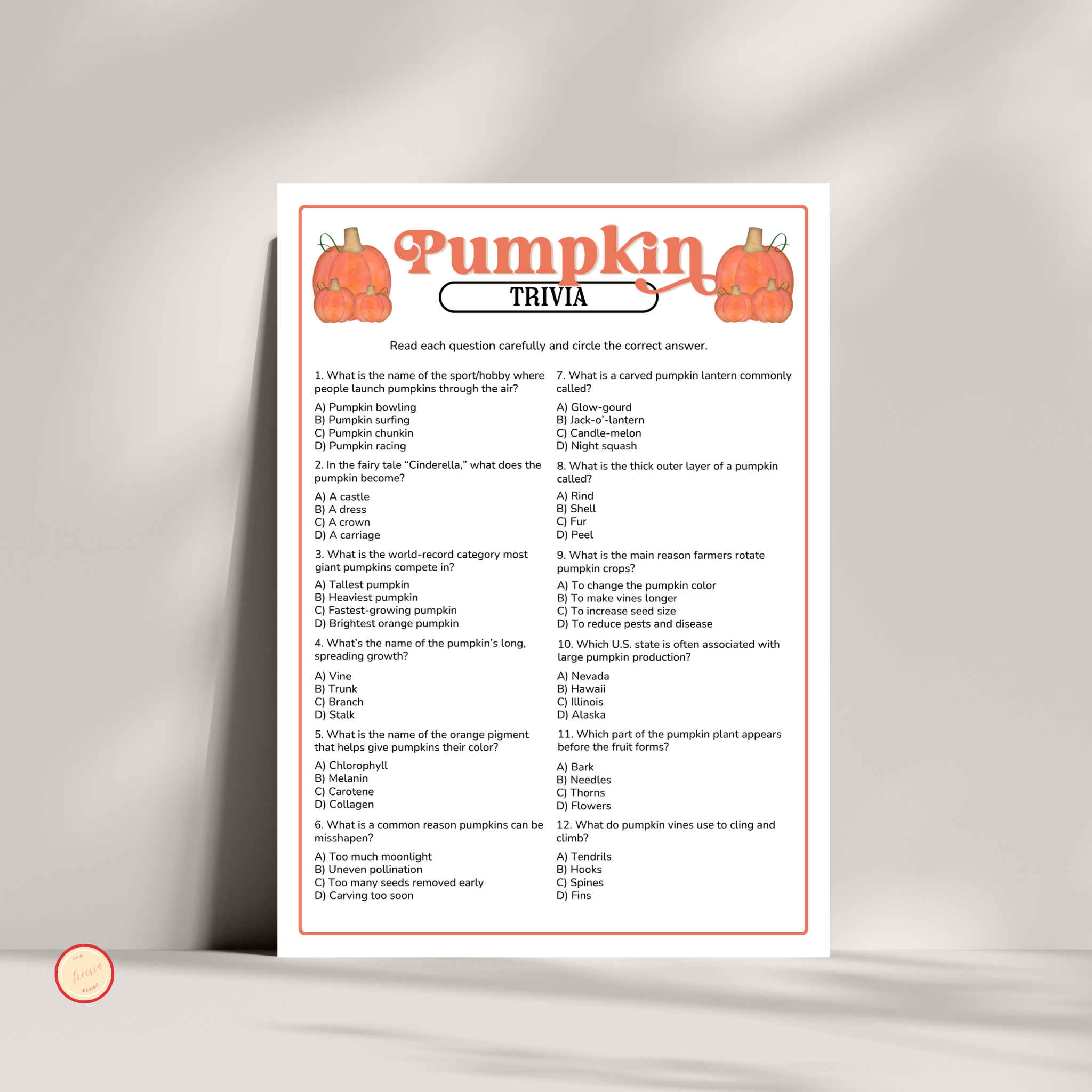 Pumpkin Trivia Game
