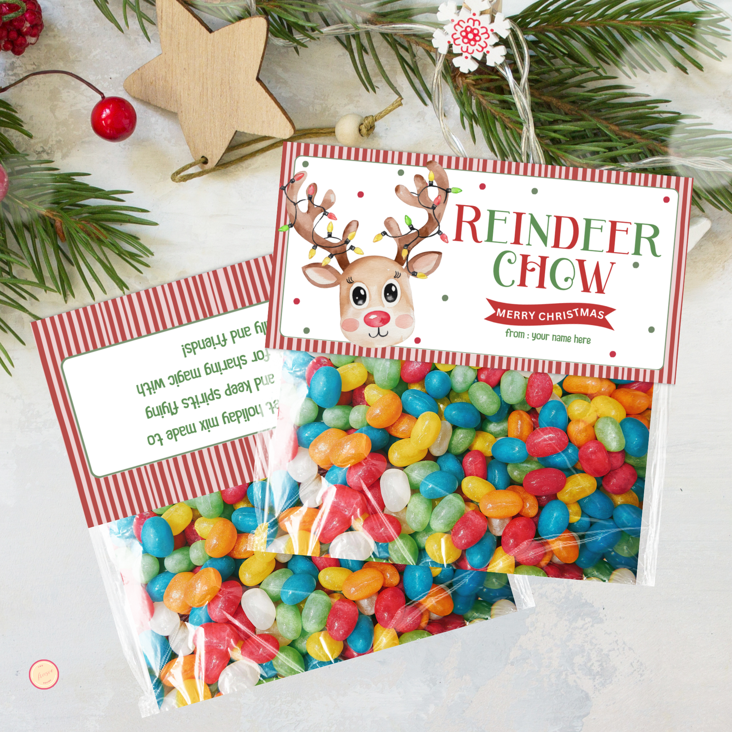 Reindeer Chow Treat Bag Topper