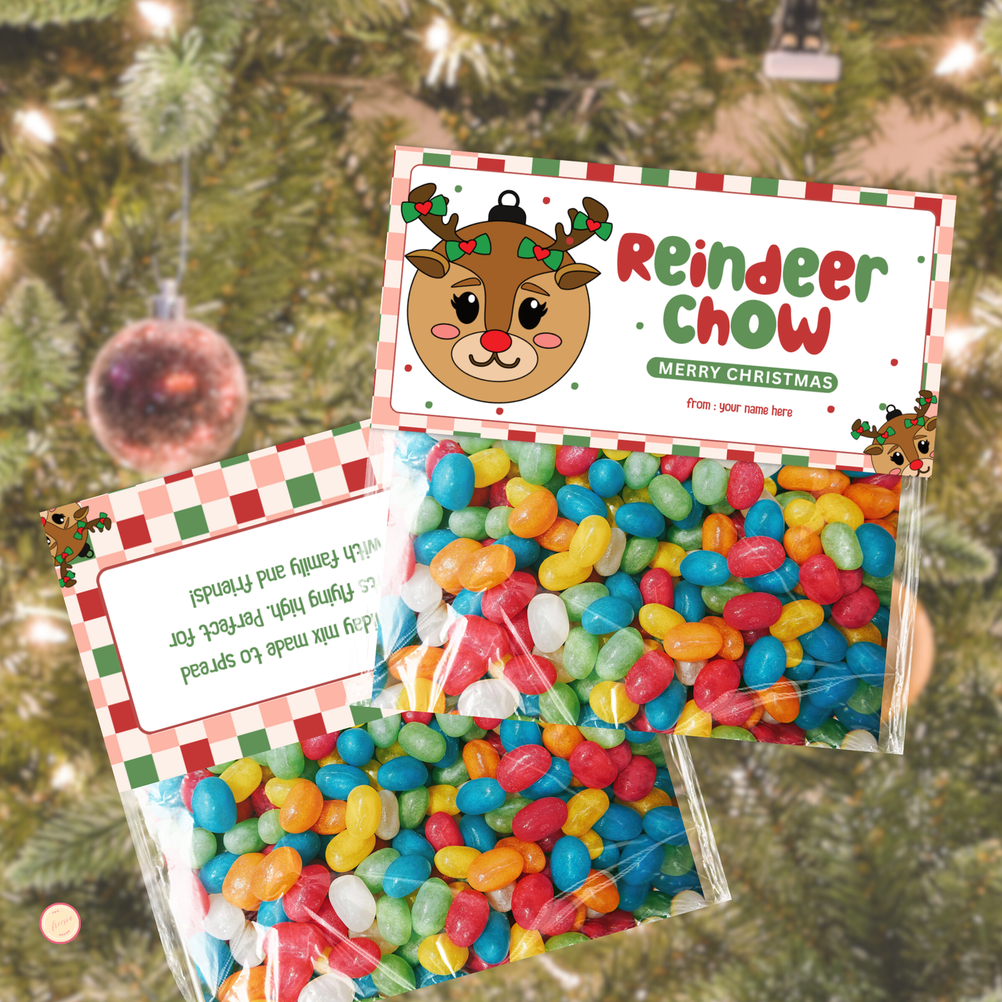 Reindeer Chow Treat Bag Topper