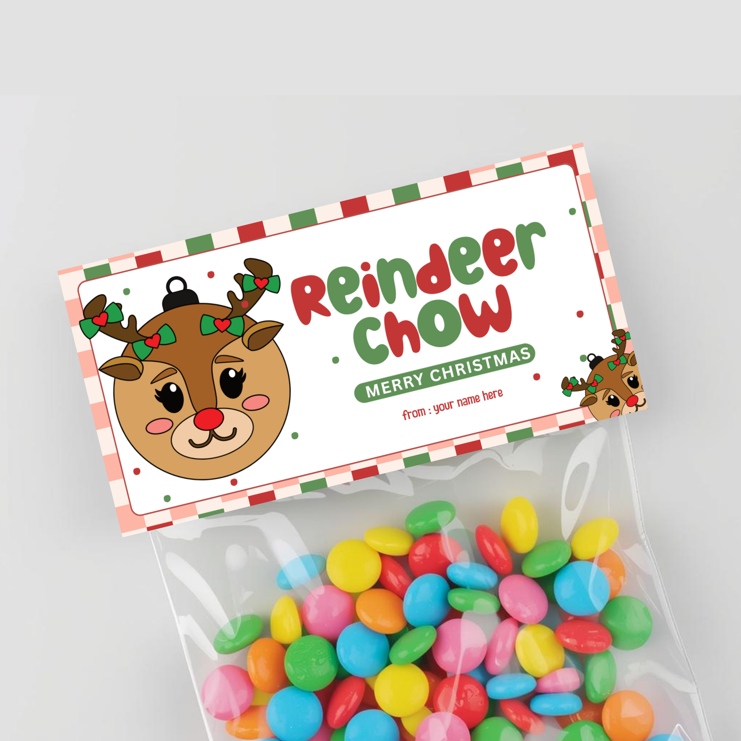 Reindeer Chow Treat Bag Topper