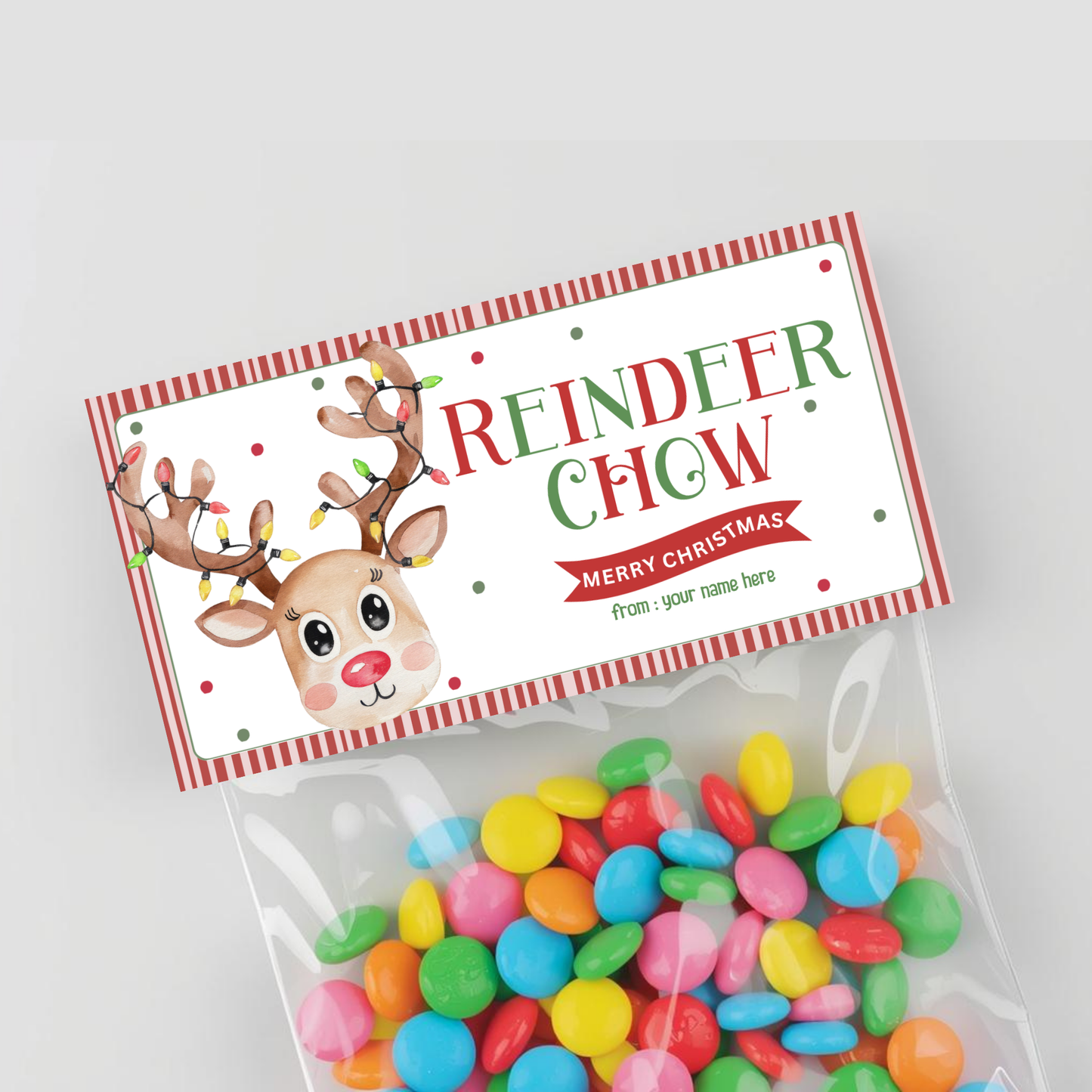 Reindeer Chow Treat Bag Topper