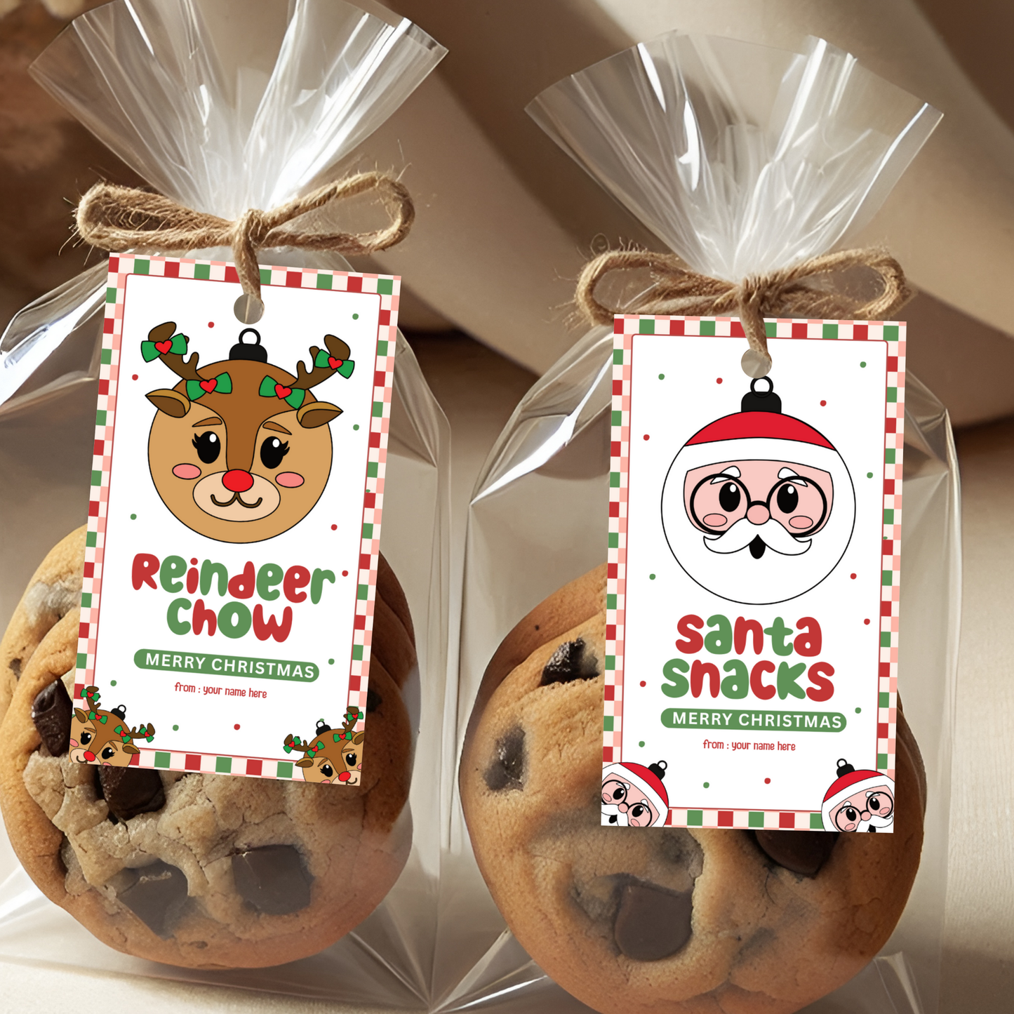 Christmas Treat Bag Toppers & Tag Set