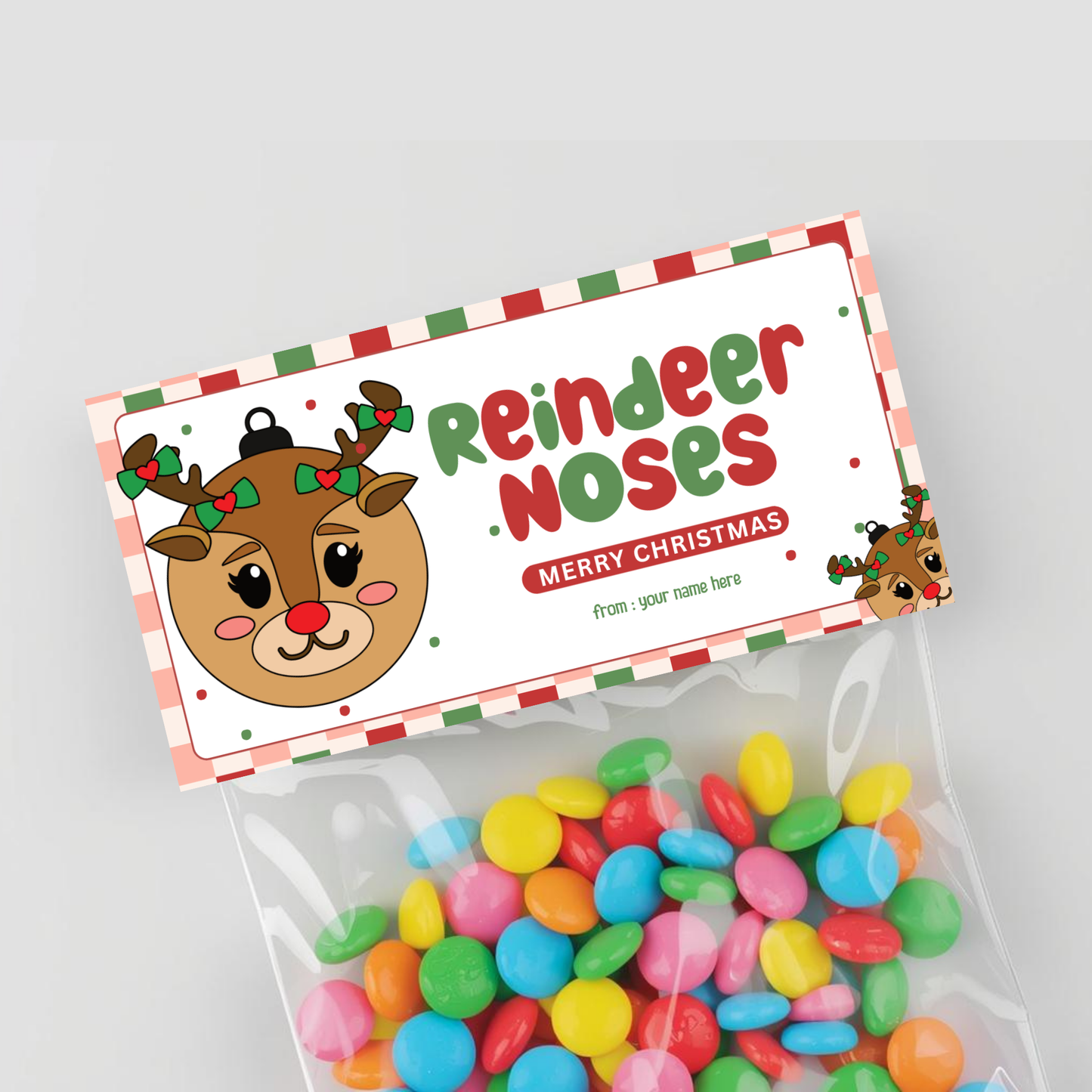Reindeer Noses Treat Bag Topper