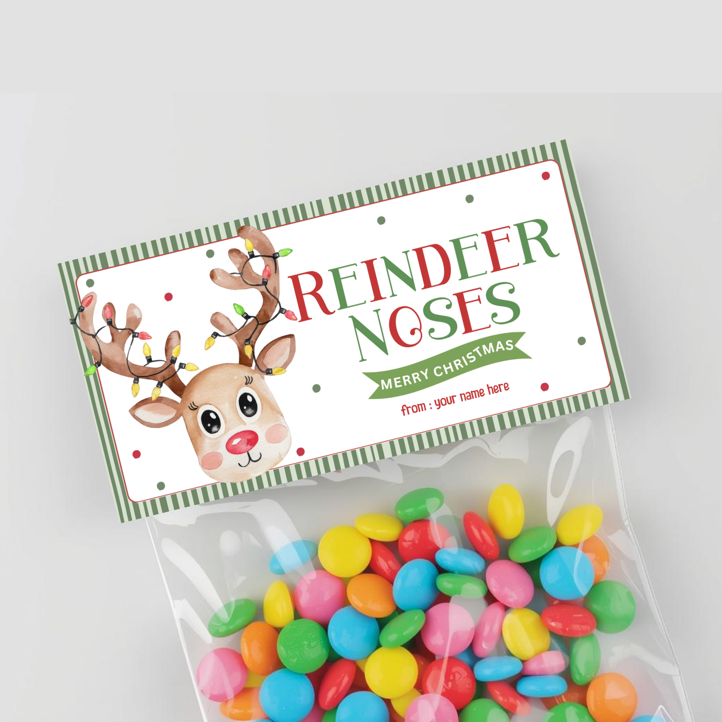 Reindeer Noses Treat Bag Topper