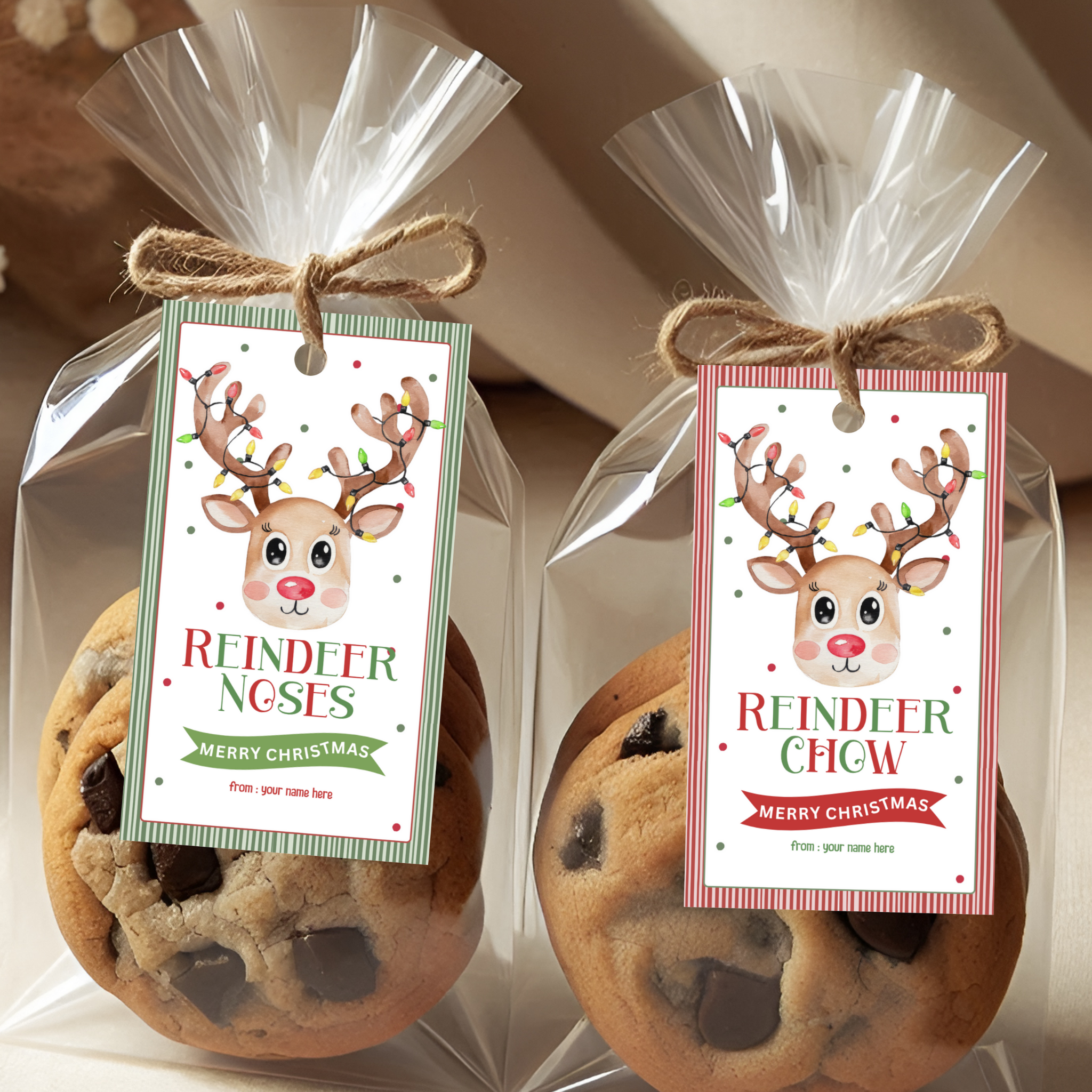 Christmas Treat Bag Toppers & Tag Set | Editable