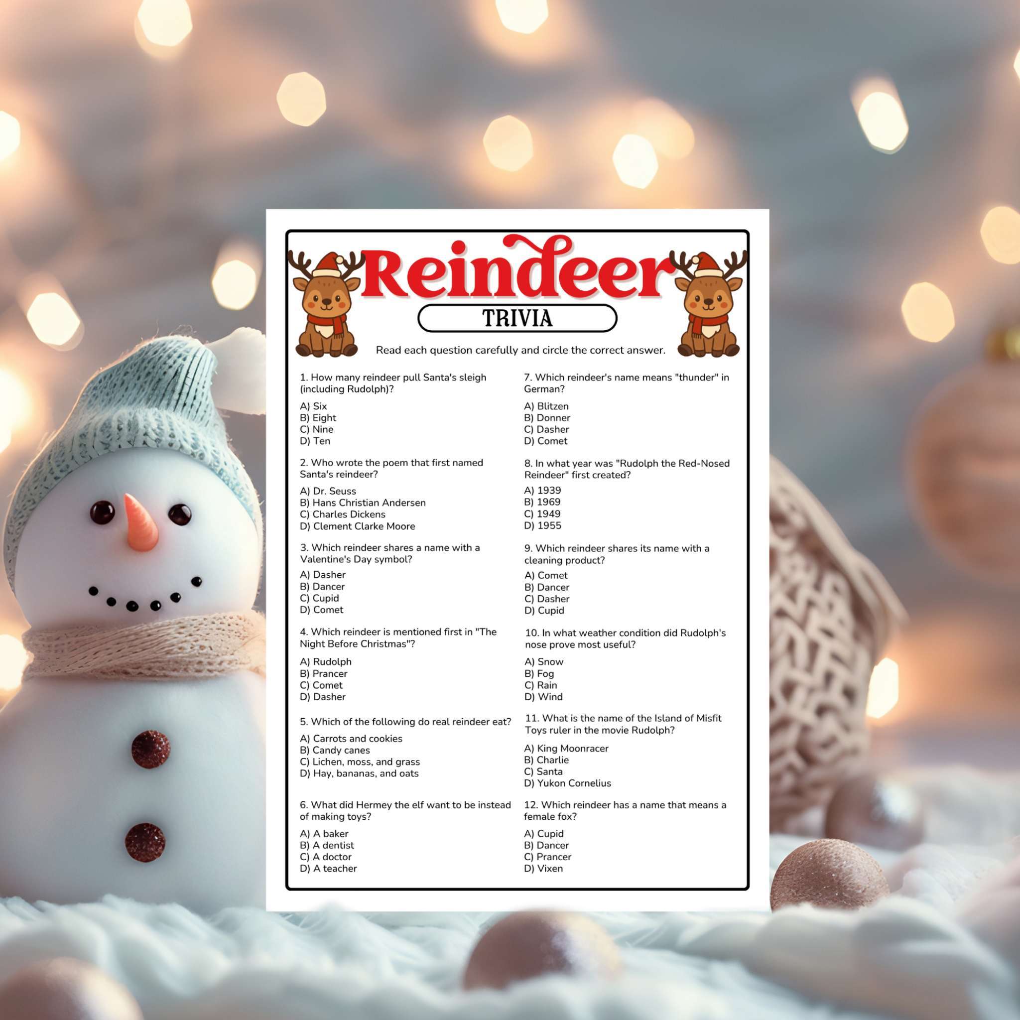 Reindeer Trivia Game