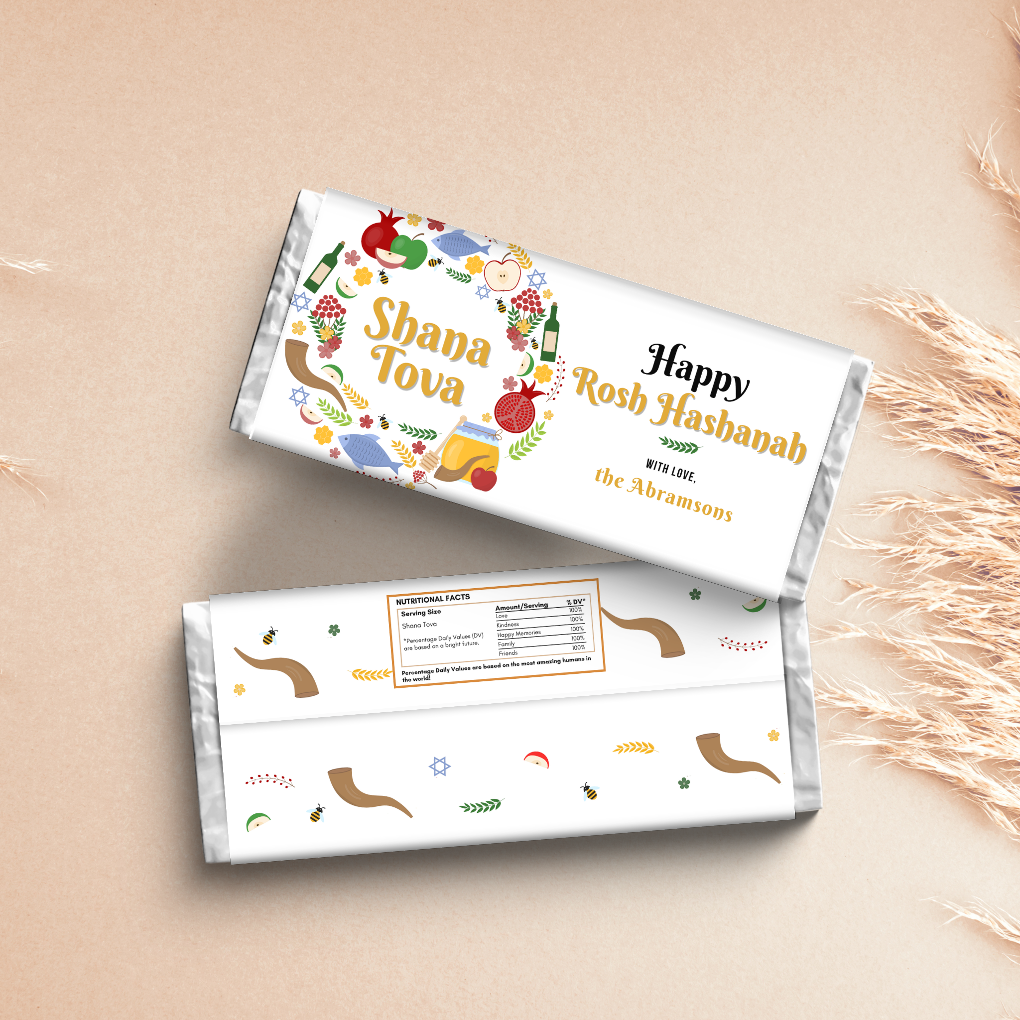 Rosh Hashanah Chocolate Wrapper Template