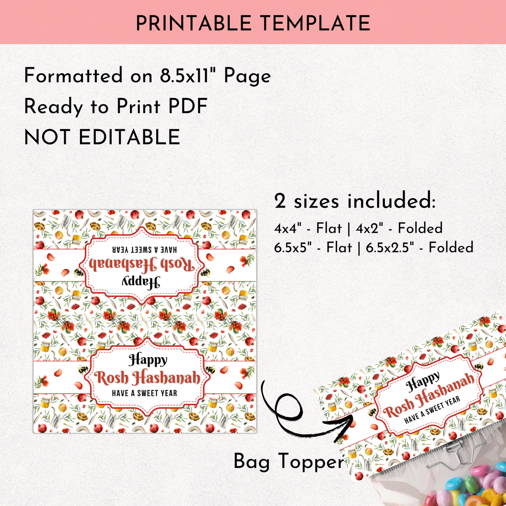 Rosh Hashanah Treat Bag Topper