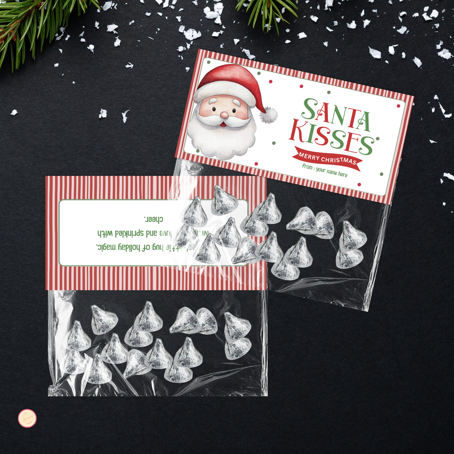 Santa Kisses Treat Bag Topper