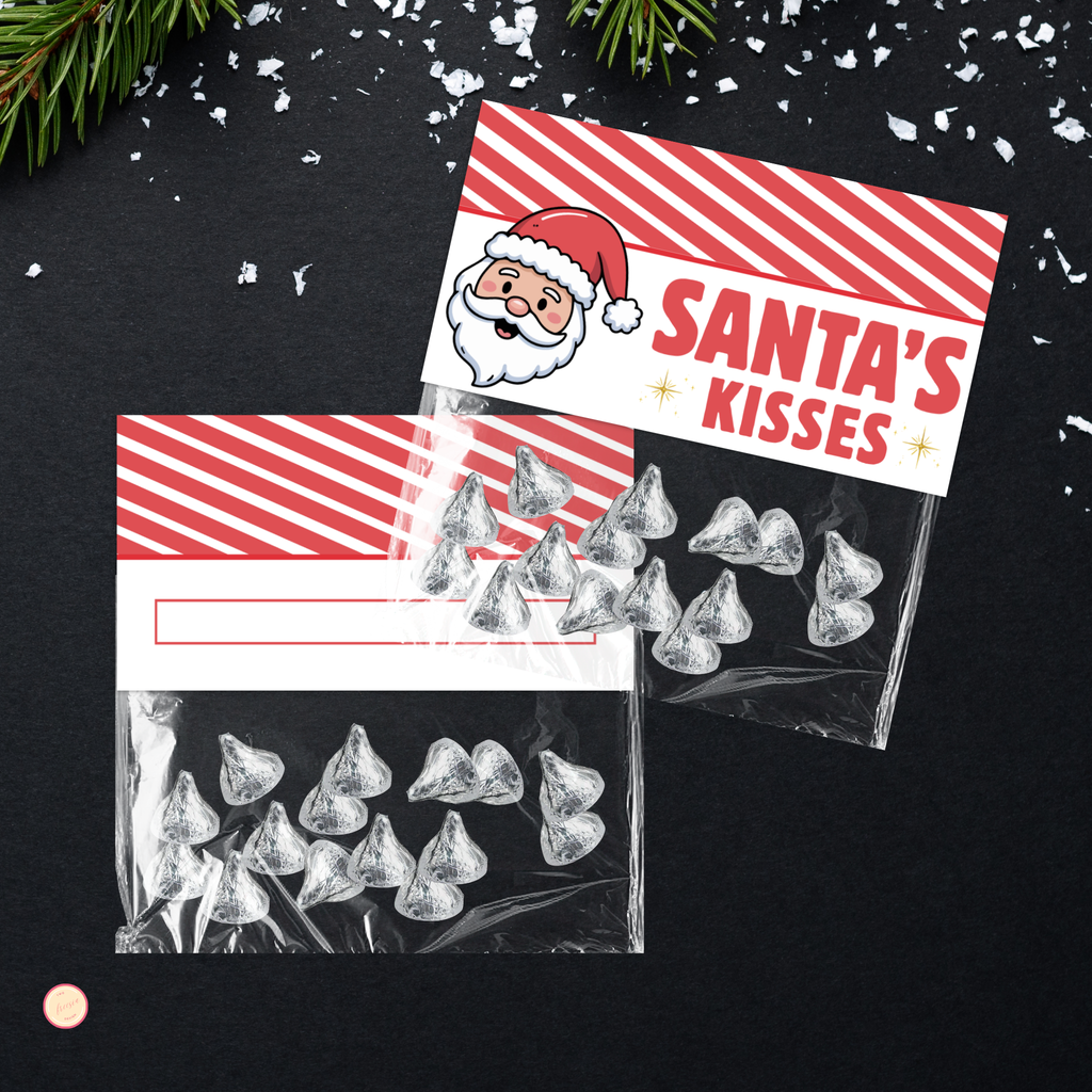 Santa's Kisses Bag Topper - Red