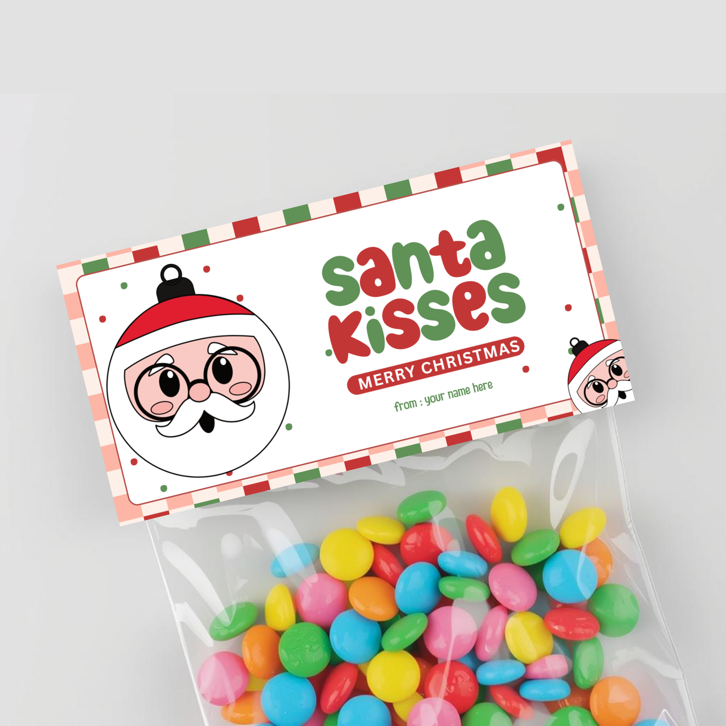 Santa Kisses Treat Bag Topper