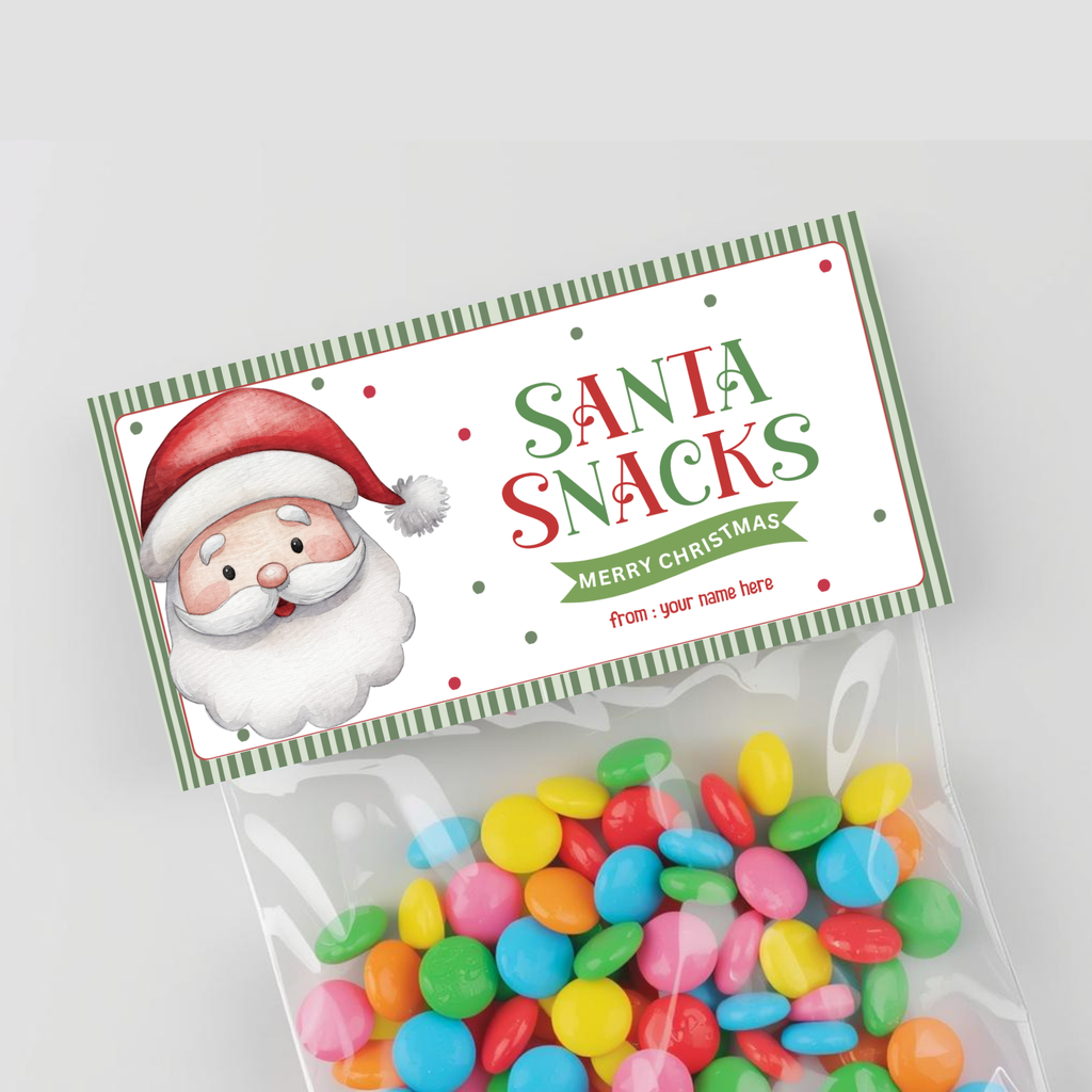 Santa Snacks Treat Bag Topper