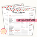 Secret Valentine Questionnaire - Editable Template