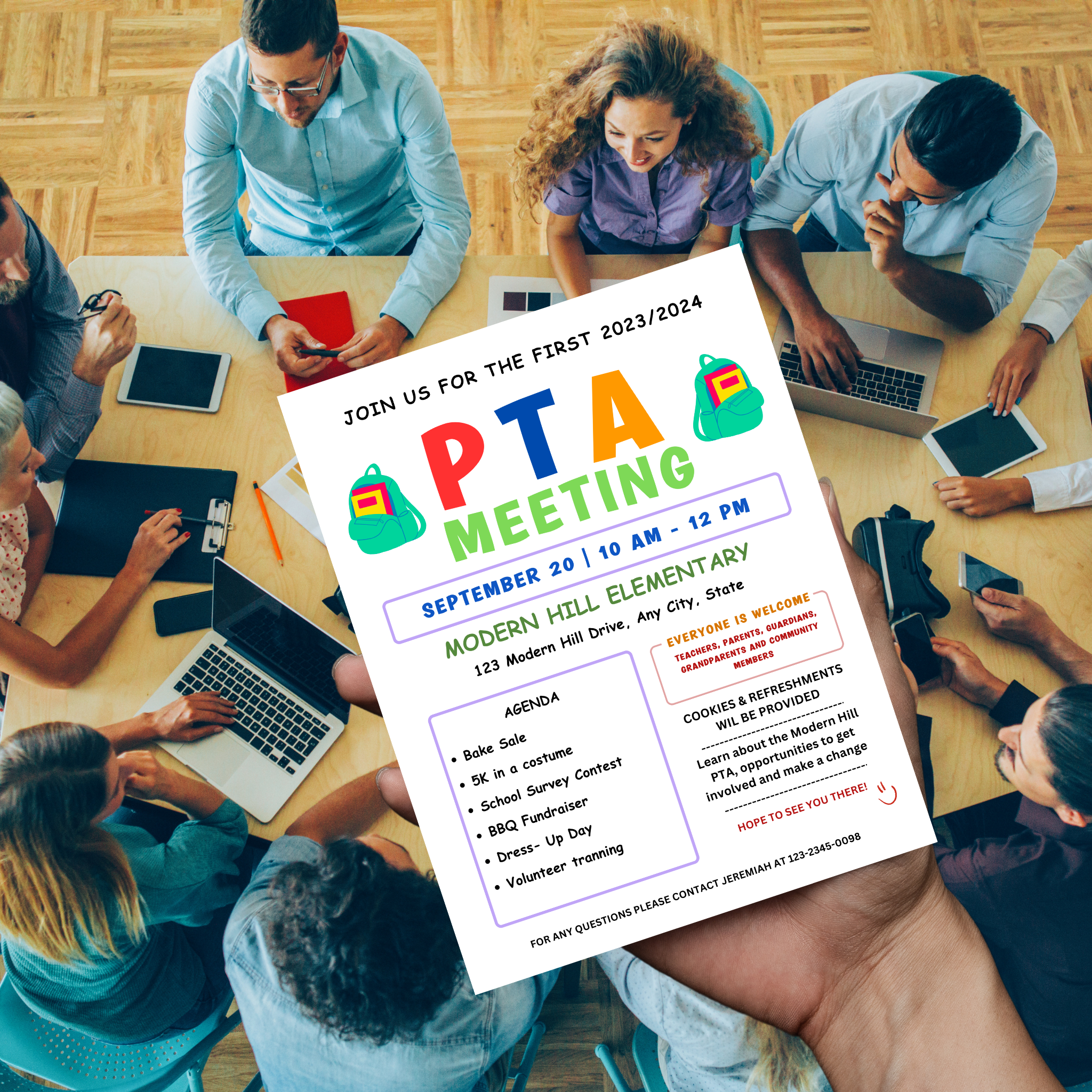 September PTO Monthly Meetings Flyer Template