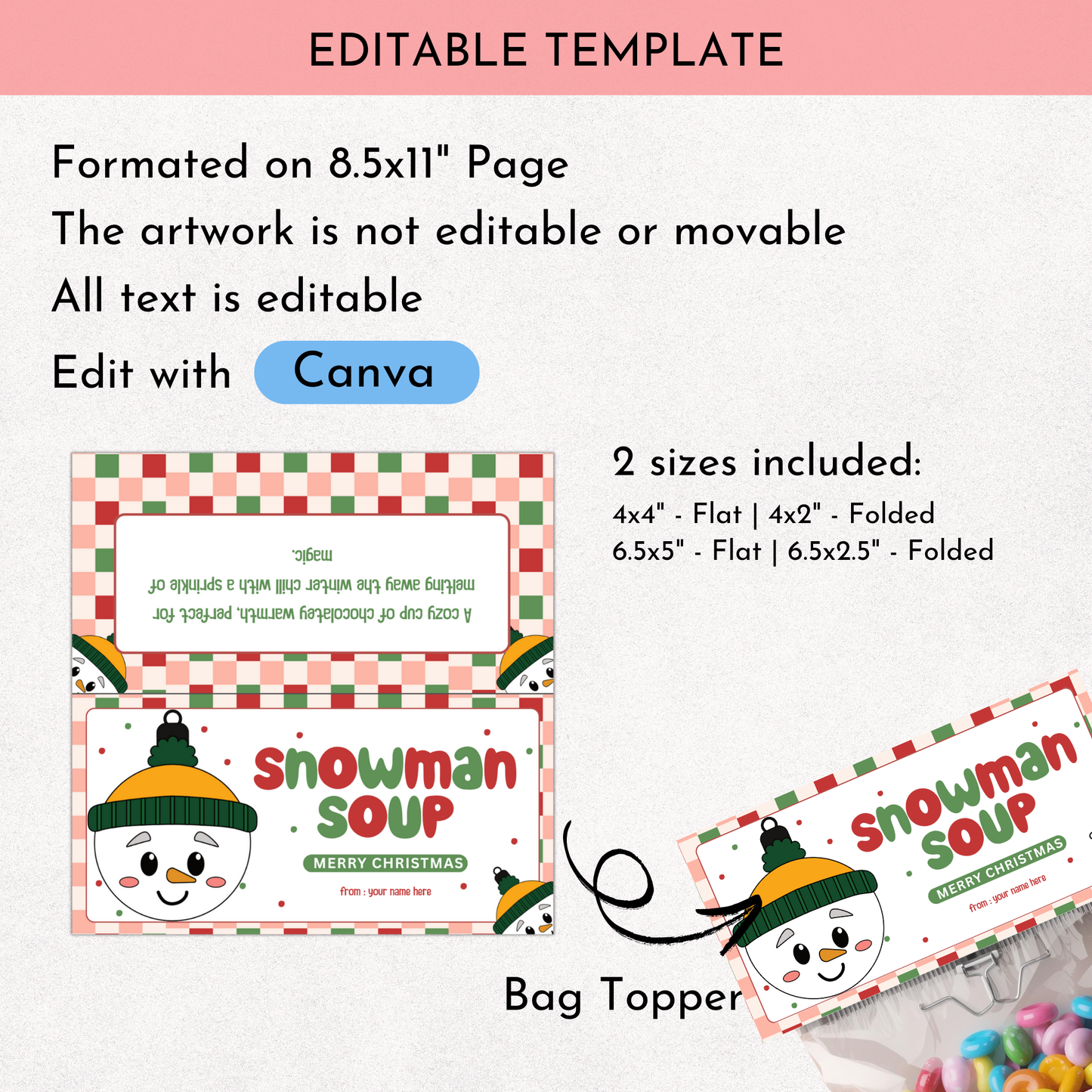 Snowman Soup Treat Bag Topper 01