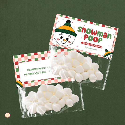 Snowman Poop Treat Bag Topper 01