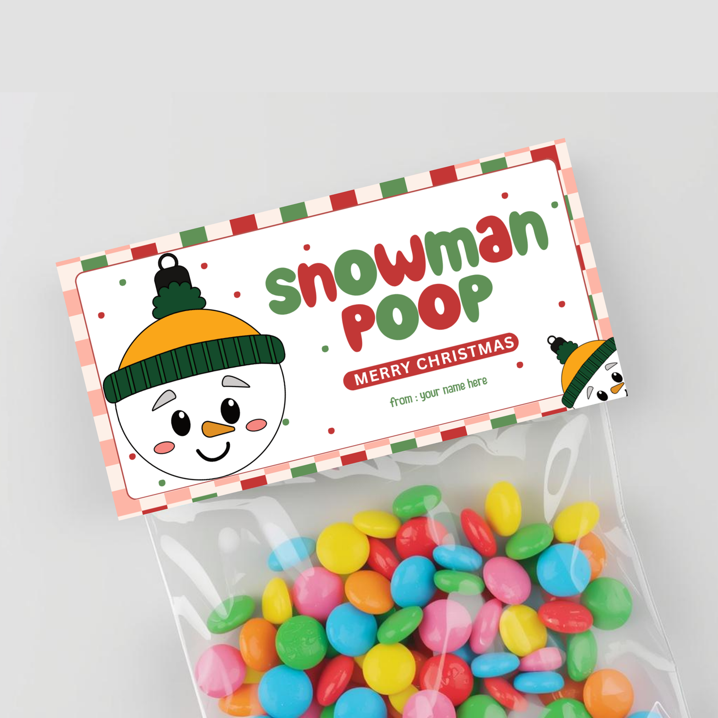 Snowman Poop Treat Bag Topper 01