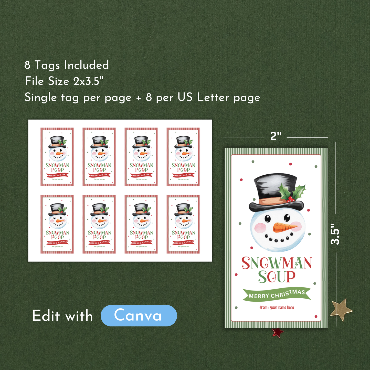 Christmas Treat Bag Toppers & Tag Set | Editable
