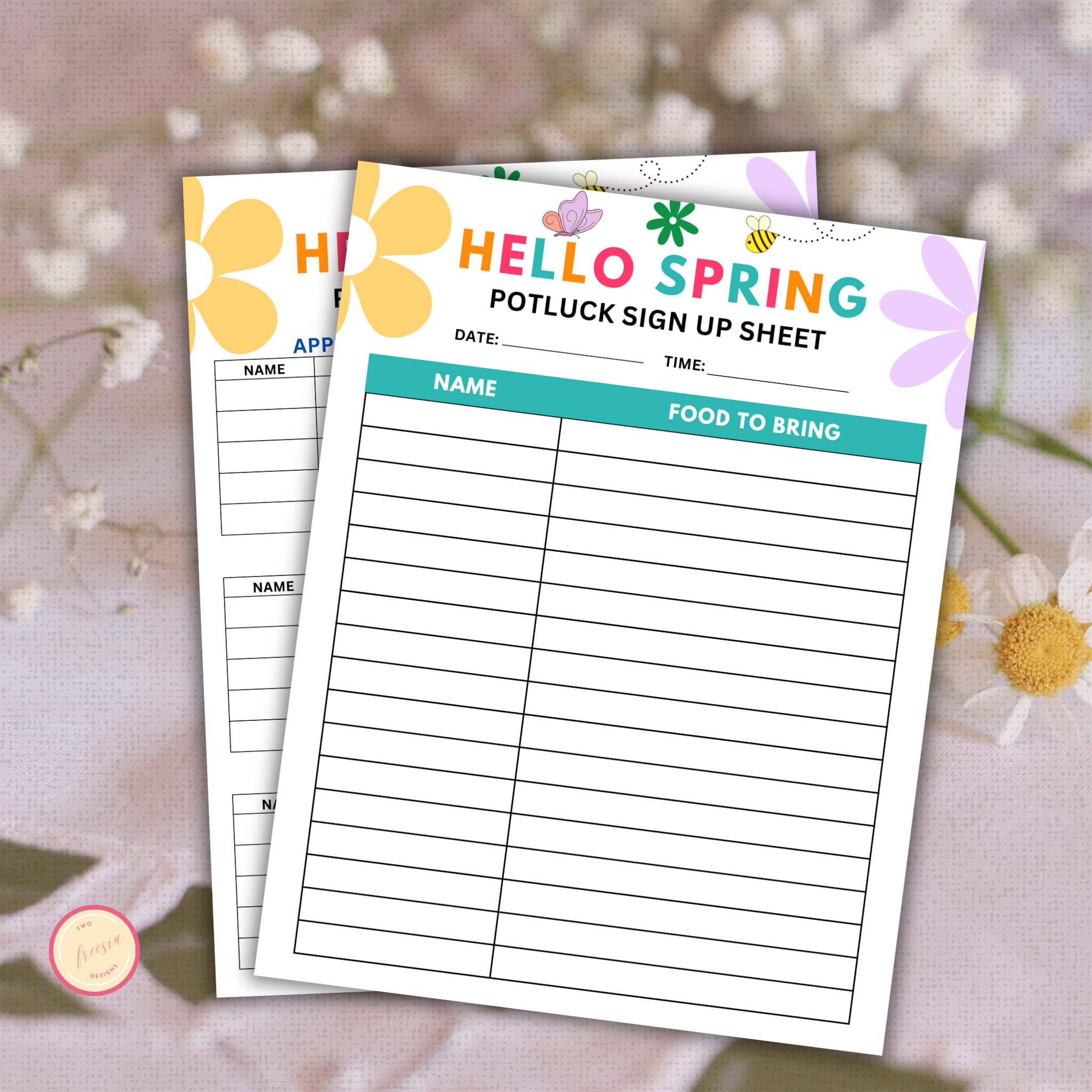 Spring Potluck Sign Up Sheet