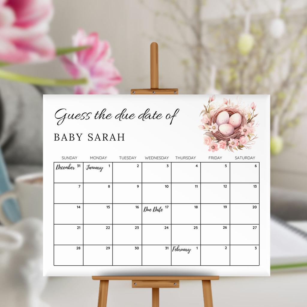 Prep the Nest Baby Shower Due Date Calendar
