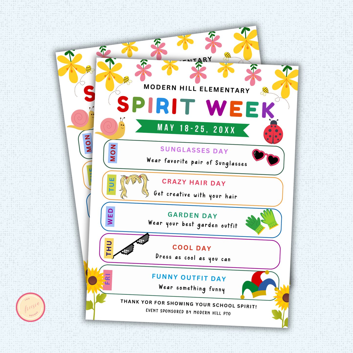 Spring Spirit Week Flyer