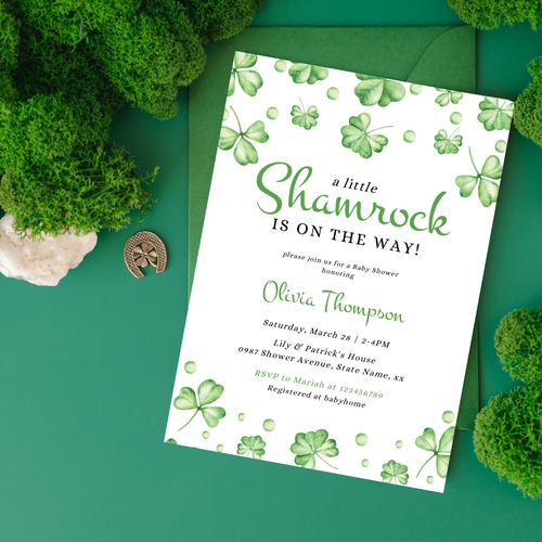A Little Shamrock is on the Way - St Patrick's Invitation Template