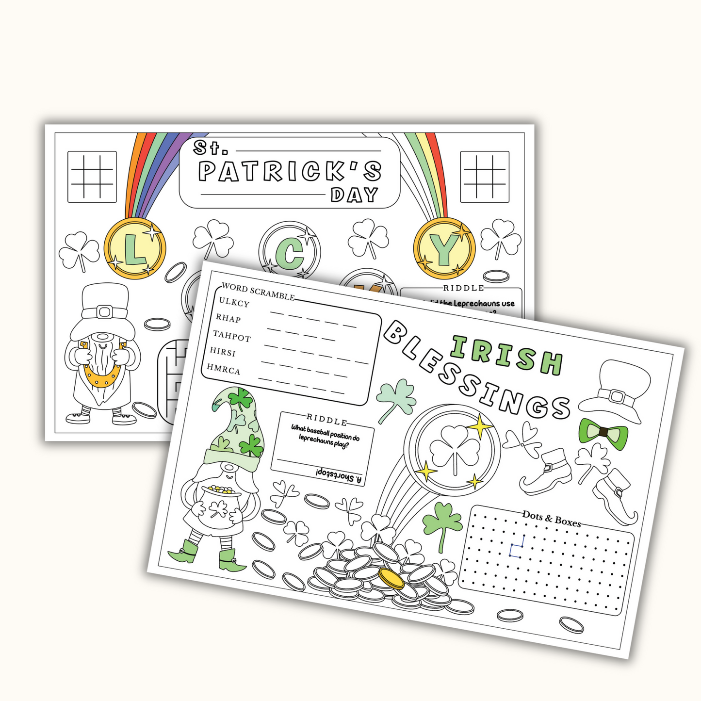 St. Patrick's Day Coloring and Activity Placemat