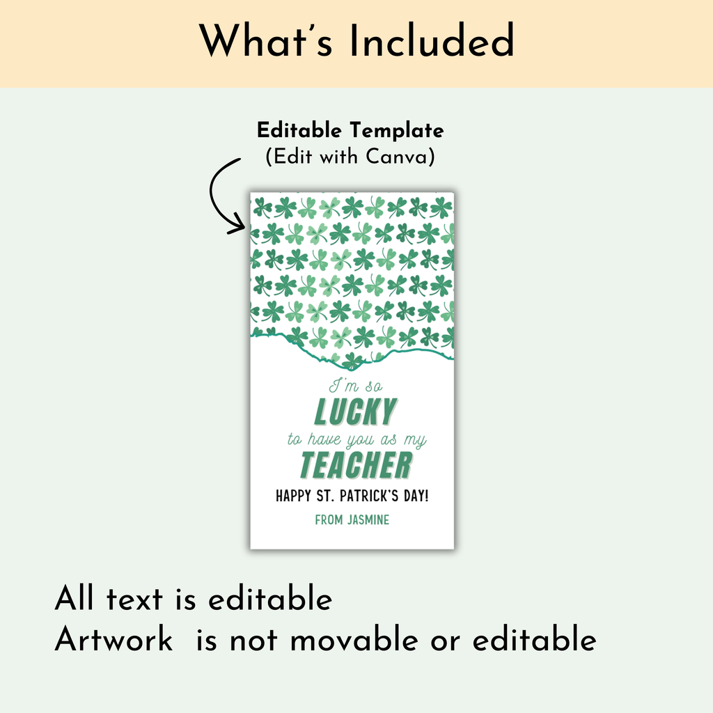 St. Patrick's Day Teacher Appreciation Gift Tags