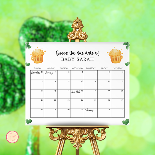 St. Patrick's Day Baby Due Date Calendar Game