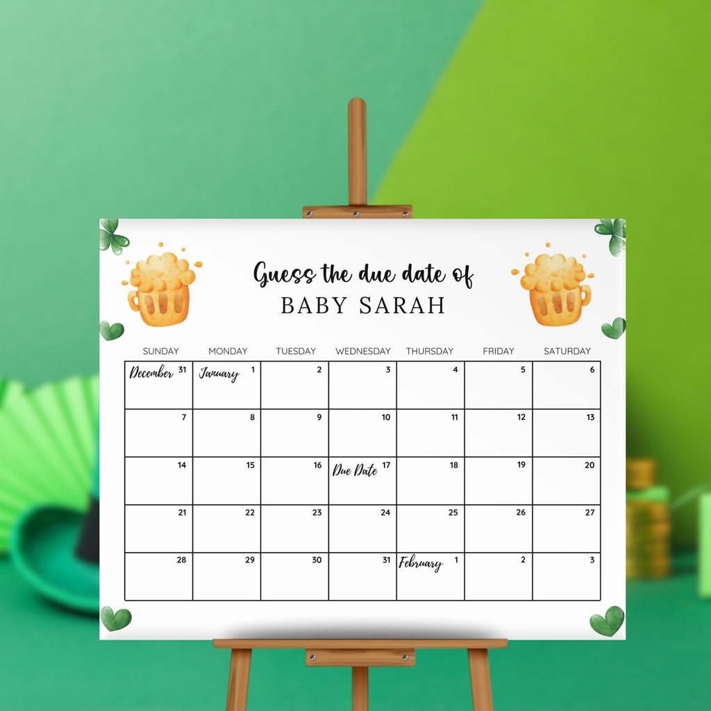 St. Patrick's Day Baby Due Date Calendar Game