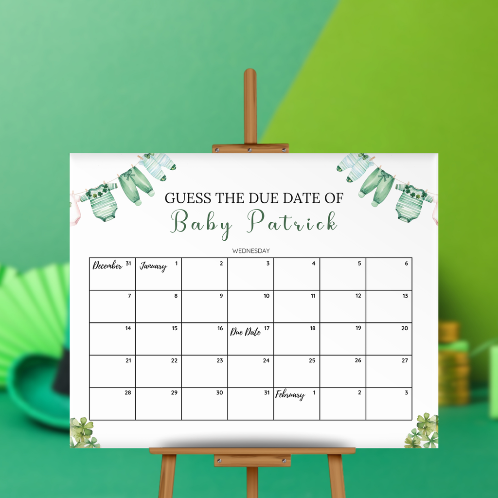 St. Patrick's Day Baby Due Date Calendar