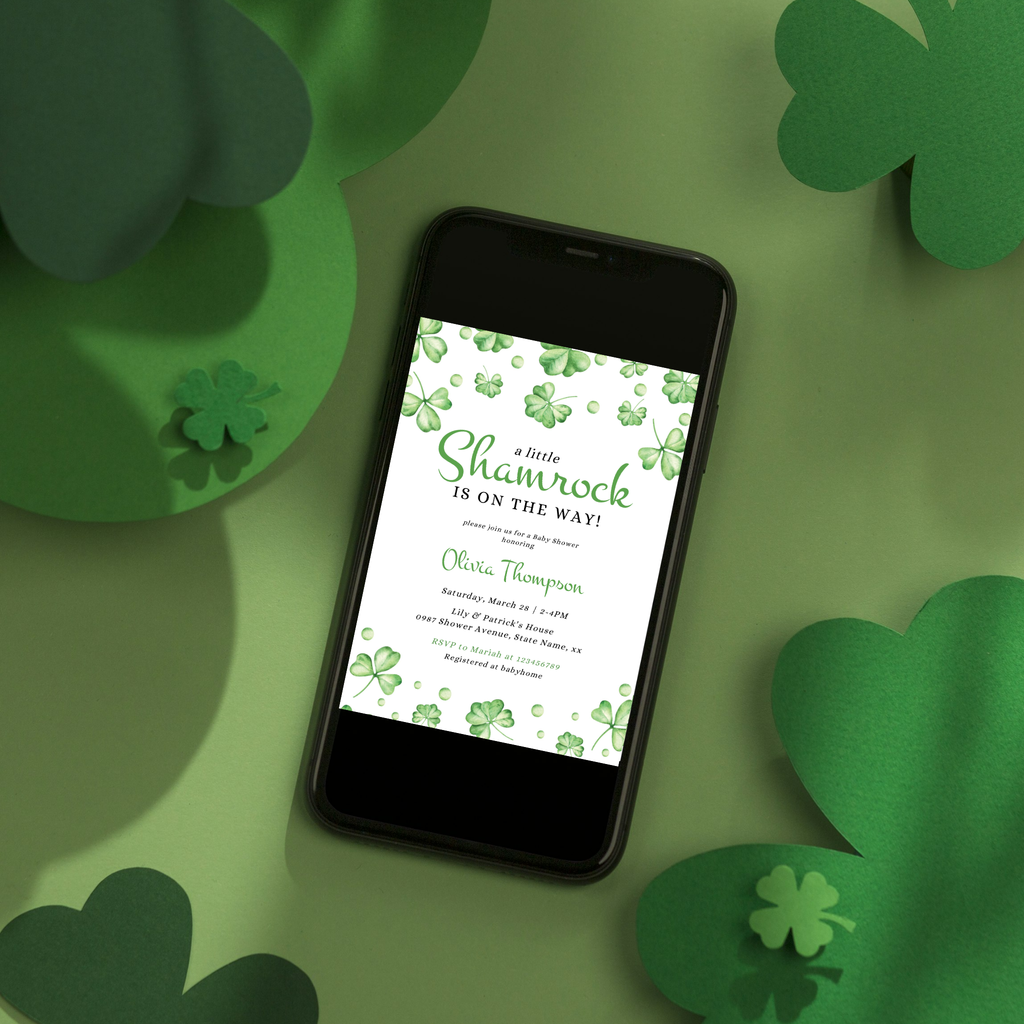 A Little Shamrock is on the Way - St Patrick's Invitation Template