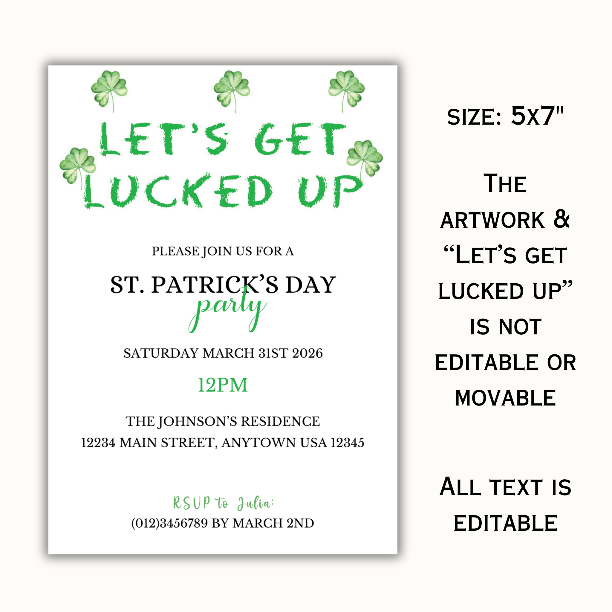 Let's Get Lucked Up - St. Patrick's Invitation