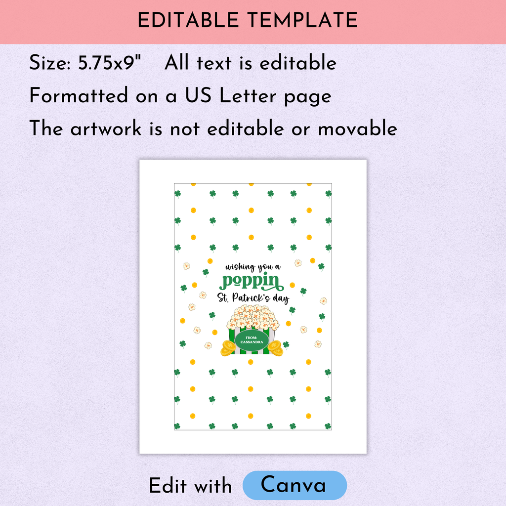 St Patrick's Day Popcorn Wrapper