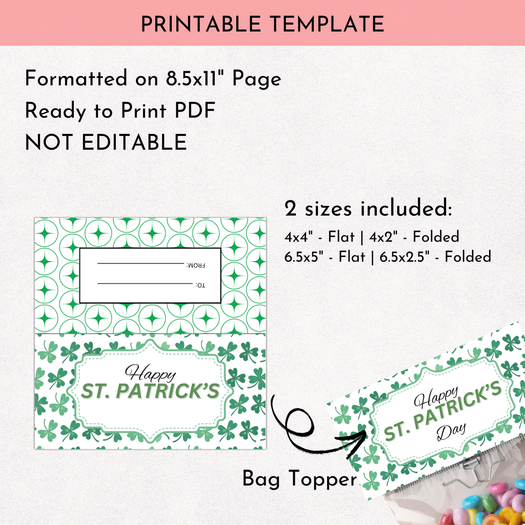 St Patrick's Day Treat Bag Topper