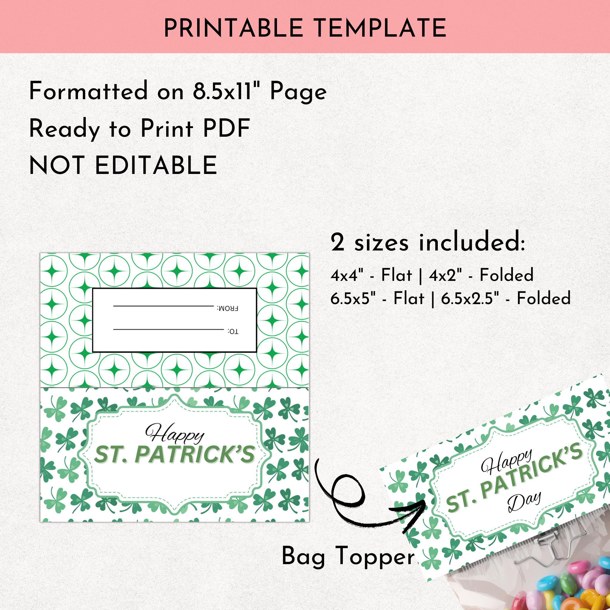 St Patrick's Day Treat Bag Topper
