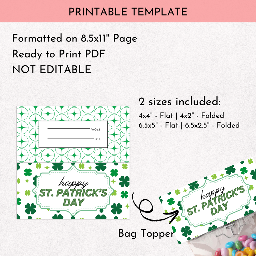 St Patrick's Day Treat Bag Topper
