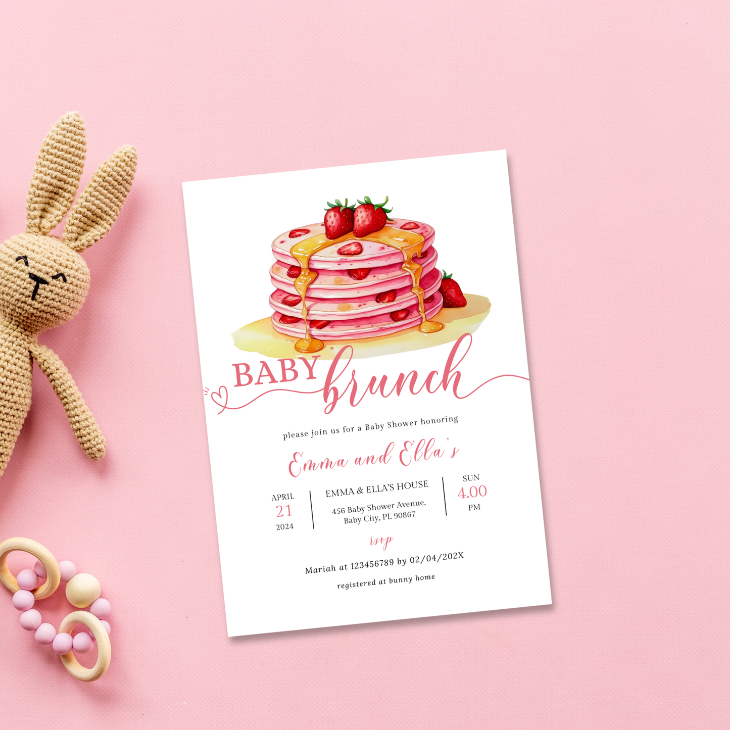 Baby Brunch Shower Invitation Bundle - Strawberry