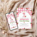 Strawberry First Birthday Invitation