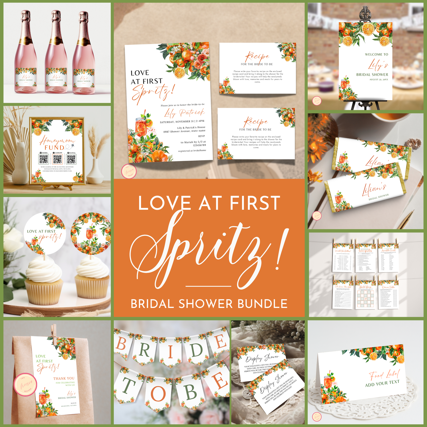 Love at First Spritz Bridal Shower Template Bundle #1
