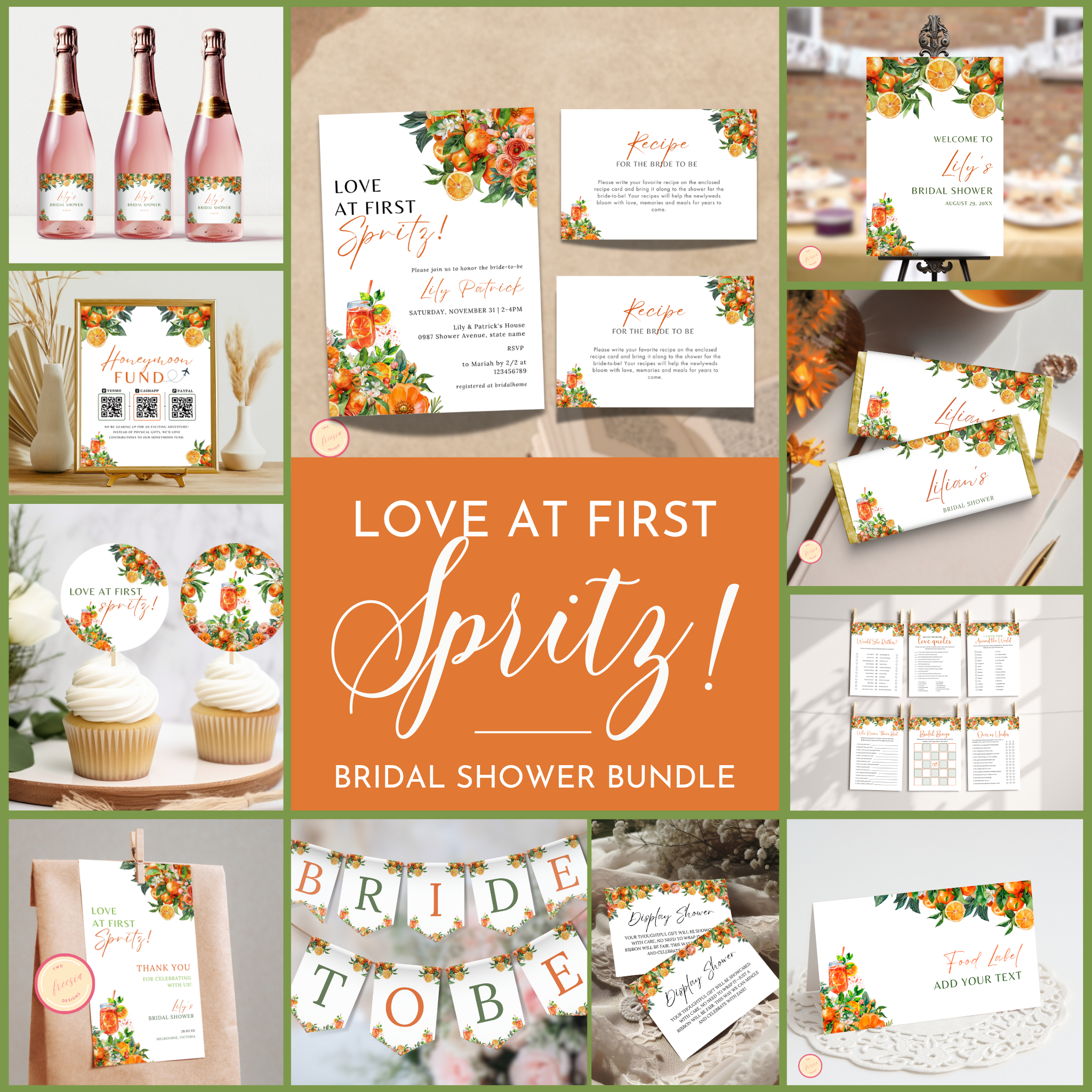 Love at First Spritz Bridal Shower Template Bundle #1