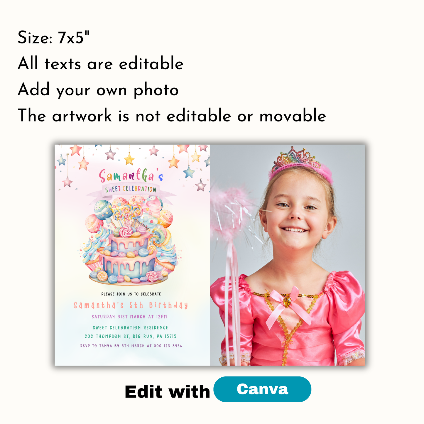 Sweets Birthday Invitation with Photo
