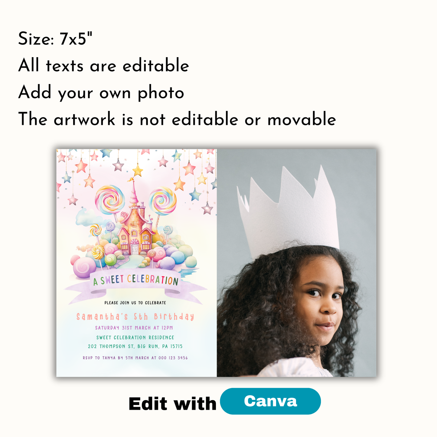 Sweets Birthday Invitation with Photo