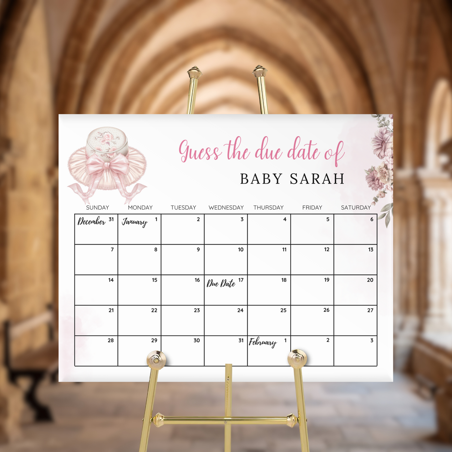 Tea Time Baby Due Date Calendar Game