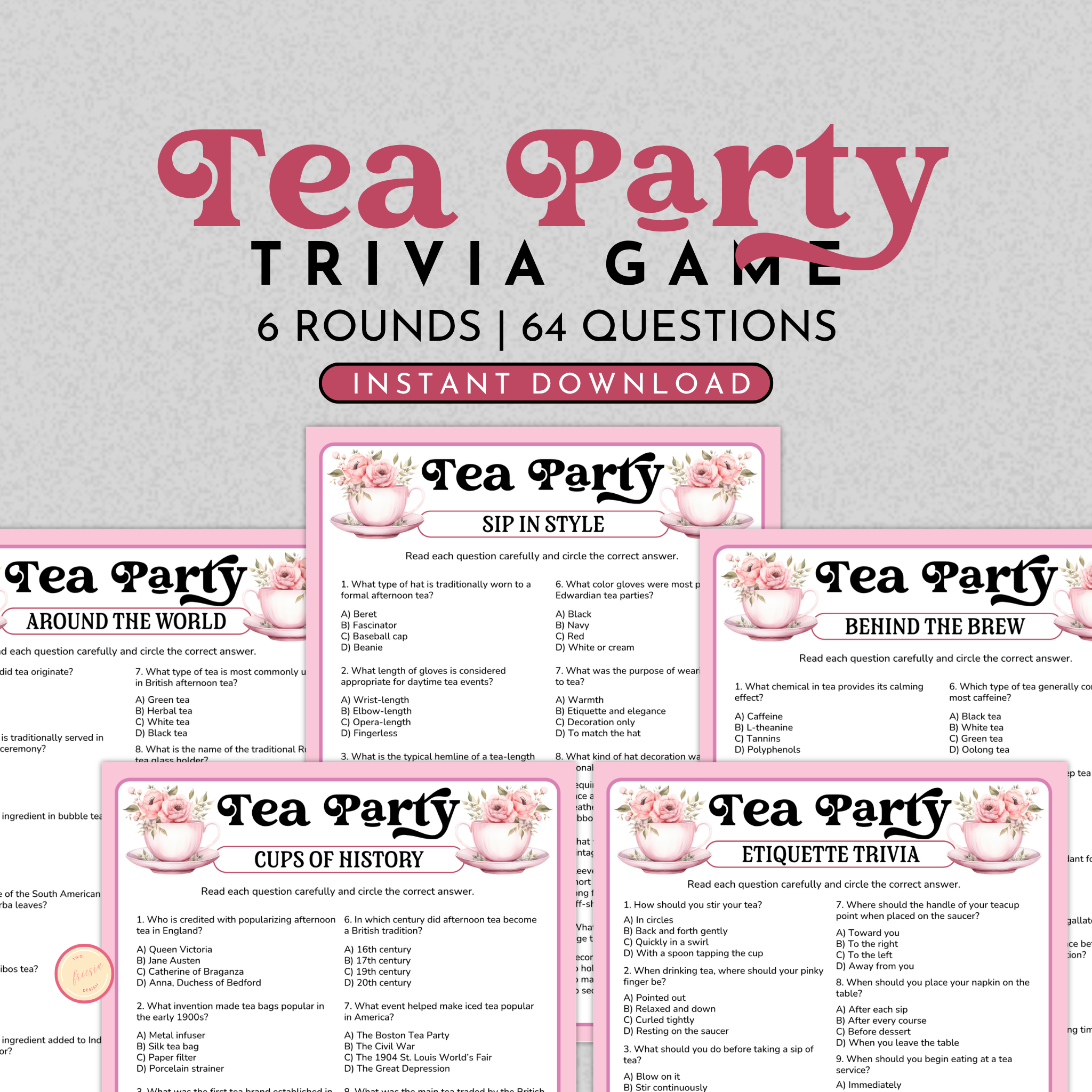 Tea Party Trivia Game Bundle